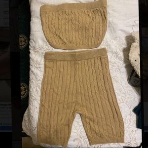 Knit Cropped Biker Short Set